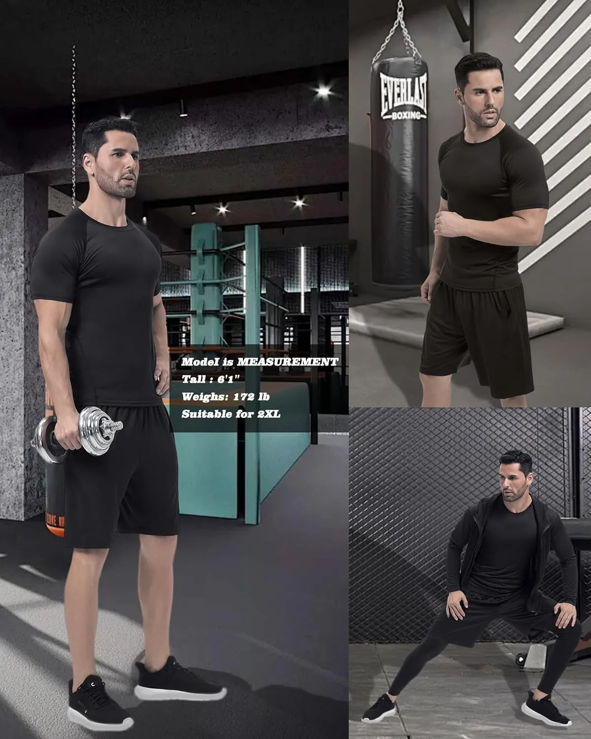 5Pcs Men Compression Workout Set,Compression Pants Shirt Top Long Sleeve Jacket for Gym,Men Athletic Baselayer Sets