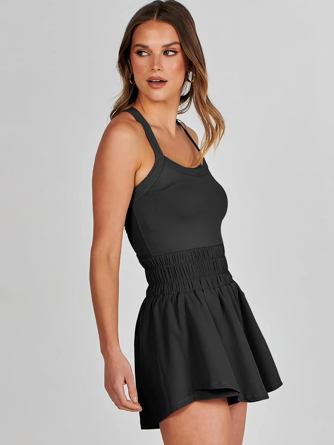ANRABESS Womens Mini Tennis Dresses Skort Summer Sleeveless One Piece Workout Romper Dress with Shorts Athletic 2025 Outfit