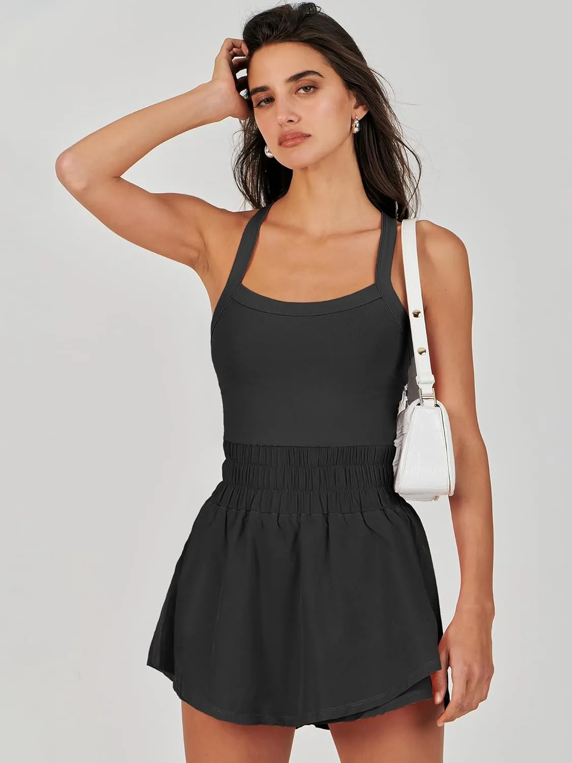 ANRABESS Womens Mini Tennis Dresses Skort Summer Sleeveless One Piece Workout Romper Dress with Shorts Athletic 2025 Outfit
