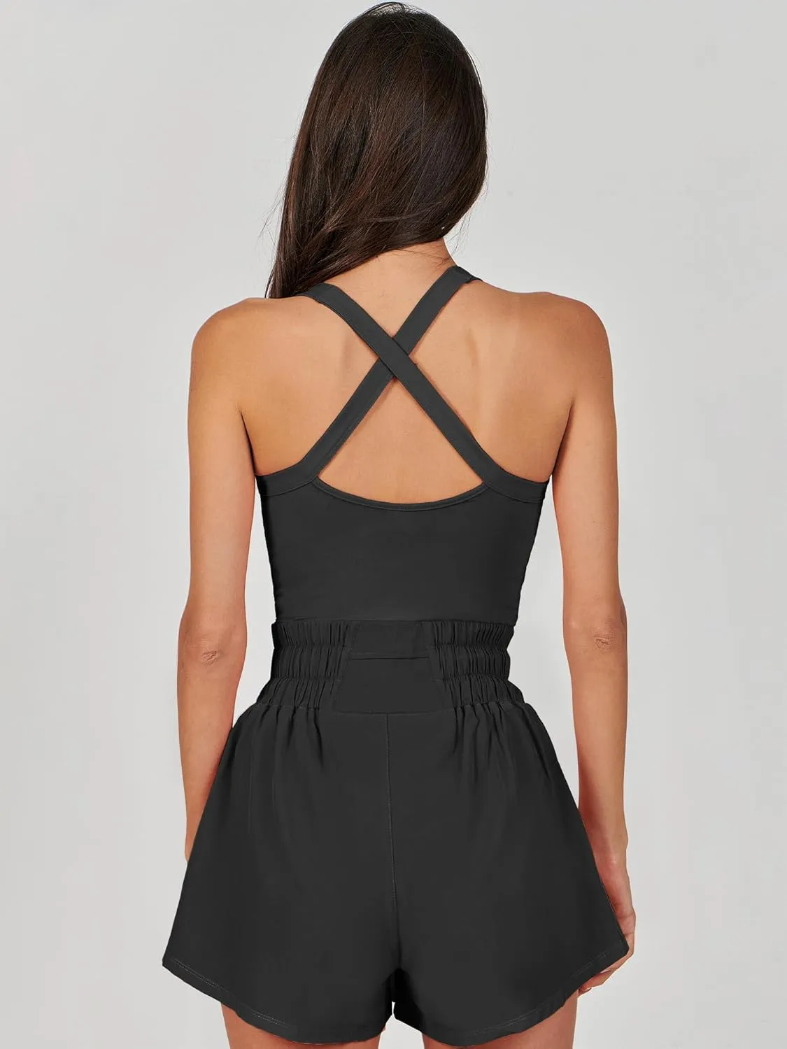 ANRABESS Womens Mini Tennis Dresses Skort Summer Sleeveless One Piece Workout Romper Dress with Shorts Athletic 2025 Outfit