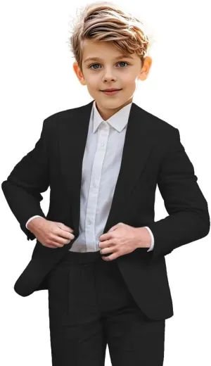 Boys Linen Suit 2 Piece Casual Suits for Toddler Boys Kids Summer Beach Wedding Linen Blazer Pants Set