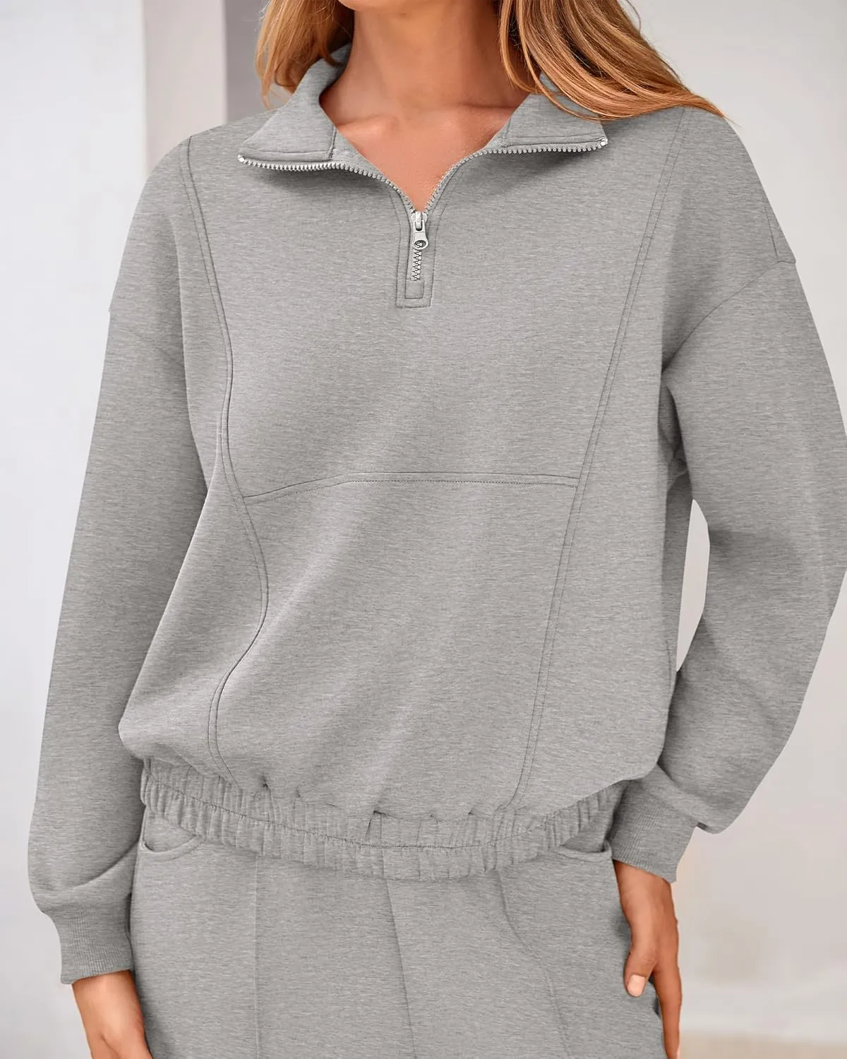 BTFBM Women 2024 Two Piece Tracksuits Sweatsuits Fall Winter Clothes Quarter Zip Sweatshirt Jogger Pants Y2K Lounge Sets