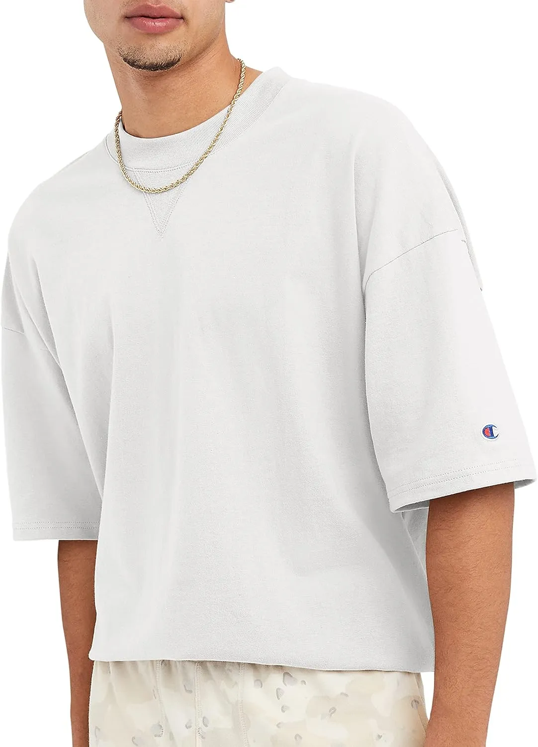 Champion Men's T-Shirt, Relaxed Fit, Midweight Cotton, 100% Cotton, Blue, Large, Half Sleeve