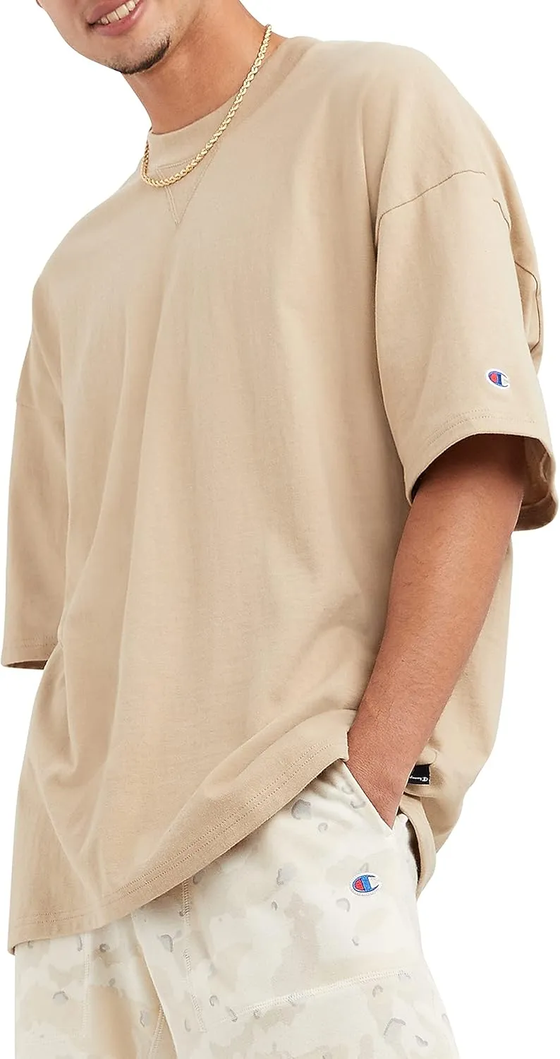 Champion Men's T-Shirt, Relaxed Fit, Midweight Cotton, 100% Cotton, Blue, Large, Half Sleeve