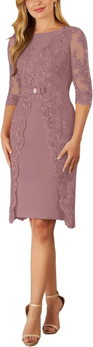 Chiffon Mother of The Bride Dresses for Women with Lace Appliques Formal Wedding Guest Dress 2024