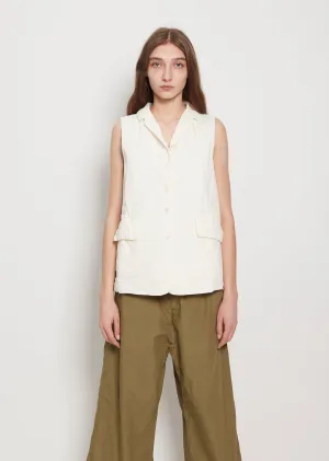 Cotton Canvas Sleeveless Blazer — Milk