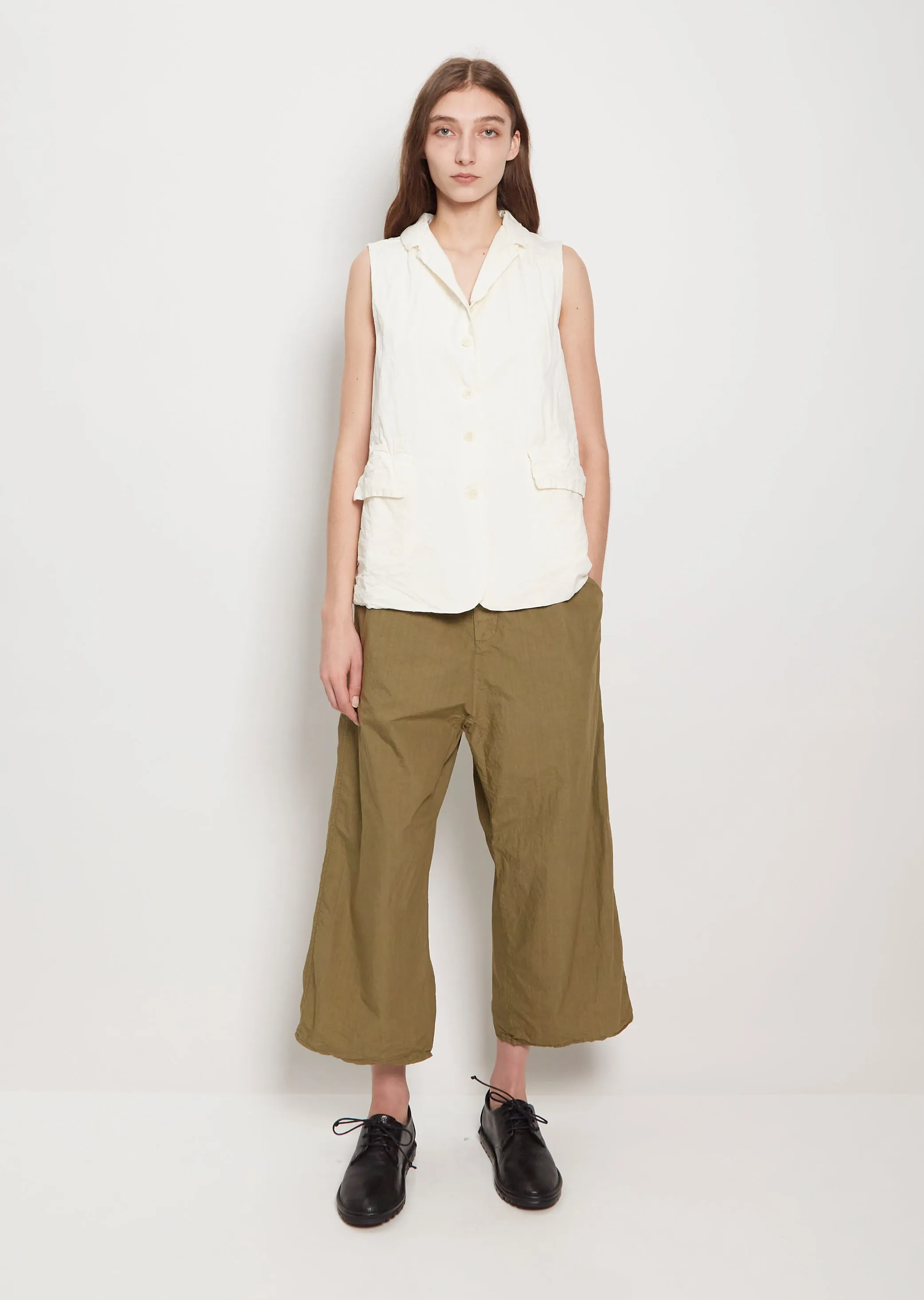 Cotton Canvas Sleeveless Blazer — Milk