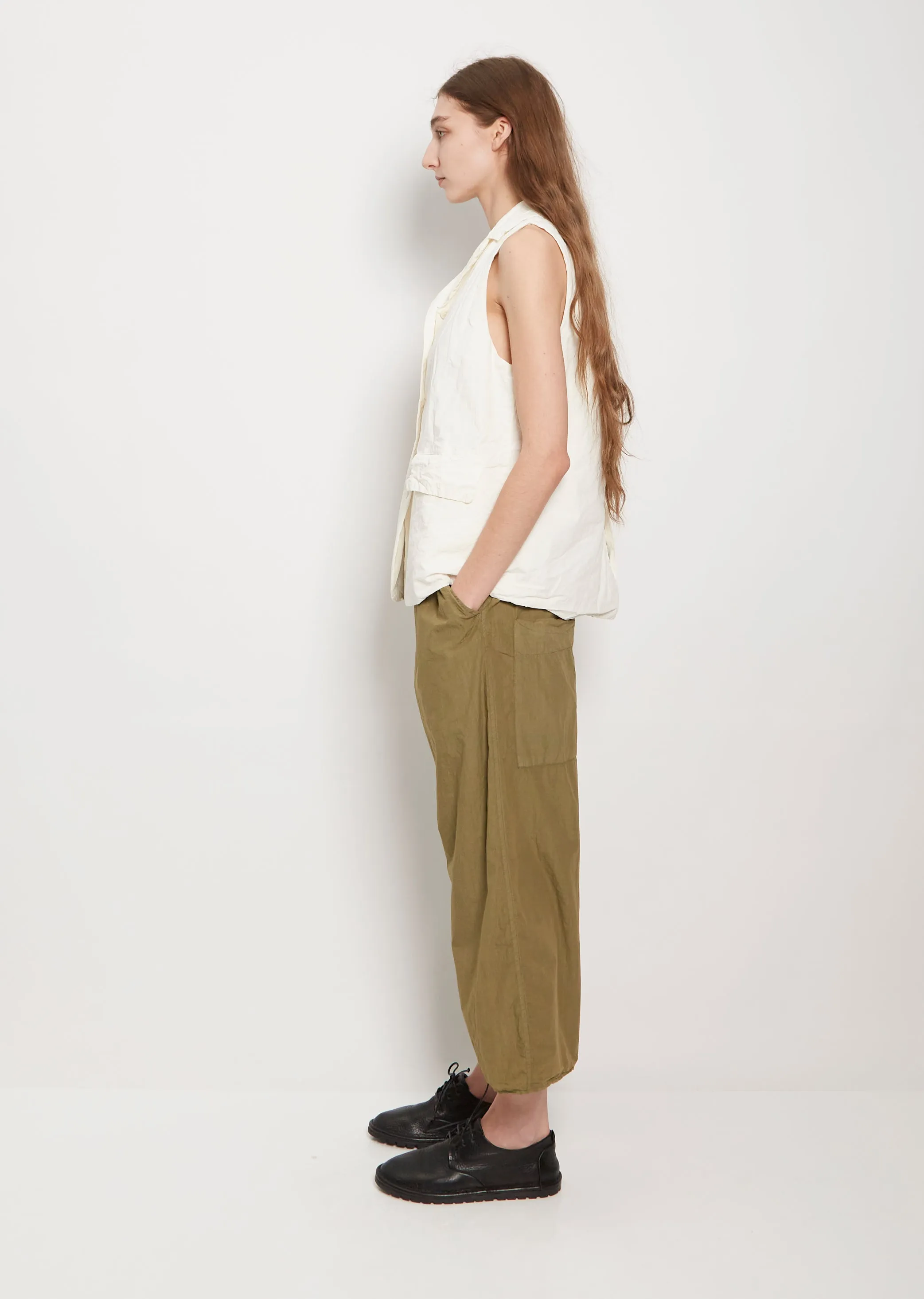 Cotton Canvas Sleeveless Blazer — Milk