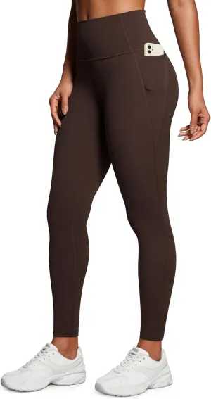 CRZ YOGA Womens Butterluxe Workout Leggings 28 Inches - High Waisted Gym Yoga Pants with Pockets Running Buttery Soft
