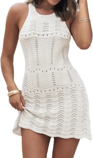 CUPSHE Women Crochet Swimwear Cover Up Summer Bathing Suit Beach Dress Vacation Outfits
