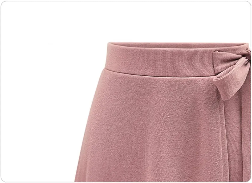 ERFMFKL Europehigh Waist Irregular Medium Long Skirt Solid Color Open Fork Tie Half Skirt Girl Midi Skirt