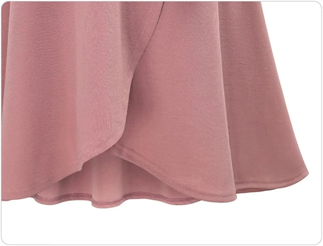 ERFMFKL Europehigh Waist Irregular Medium Long Skirt Solid Color Open Fork Tie Half Skirt Girl Midi Skirt