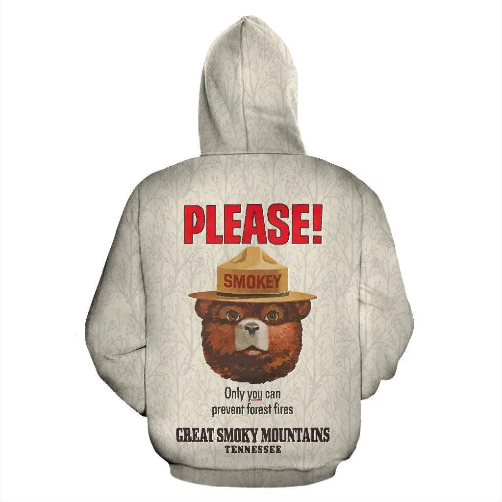 Great Smoky Mountains, Tennessee - Smokey Bear - Vintage Poster Hoodie - BN14