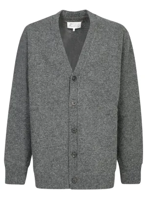 Grey V-Neck Knit Cardigan