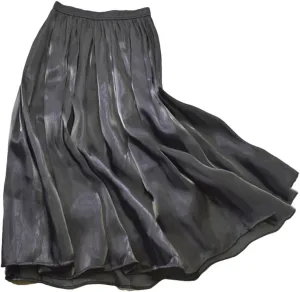 Hgvcfcv Solid Midi Pleated Skirt Women High Waist Spring Summer Ladies Satin Maxi Skirt Female Women's Skirts