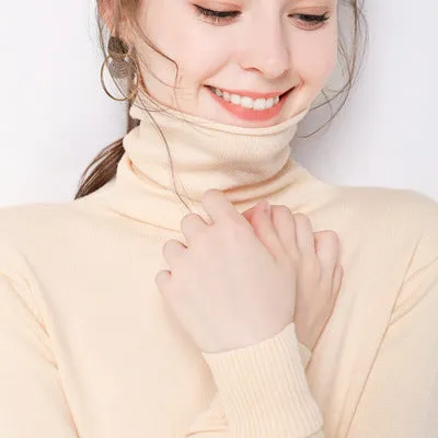 High Collar Wool Women Stretchable Turtleneck Slimming All-Matching Sweater Pullover
