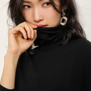 High Collar Wool Women Stretchable Turtleneck Slimming All-Matching Sweater Pullover
