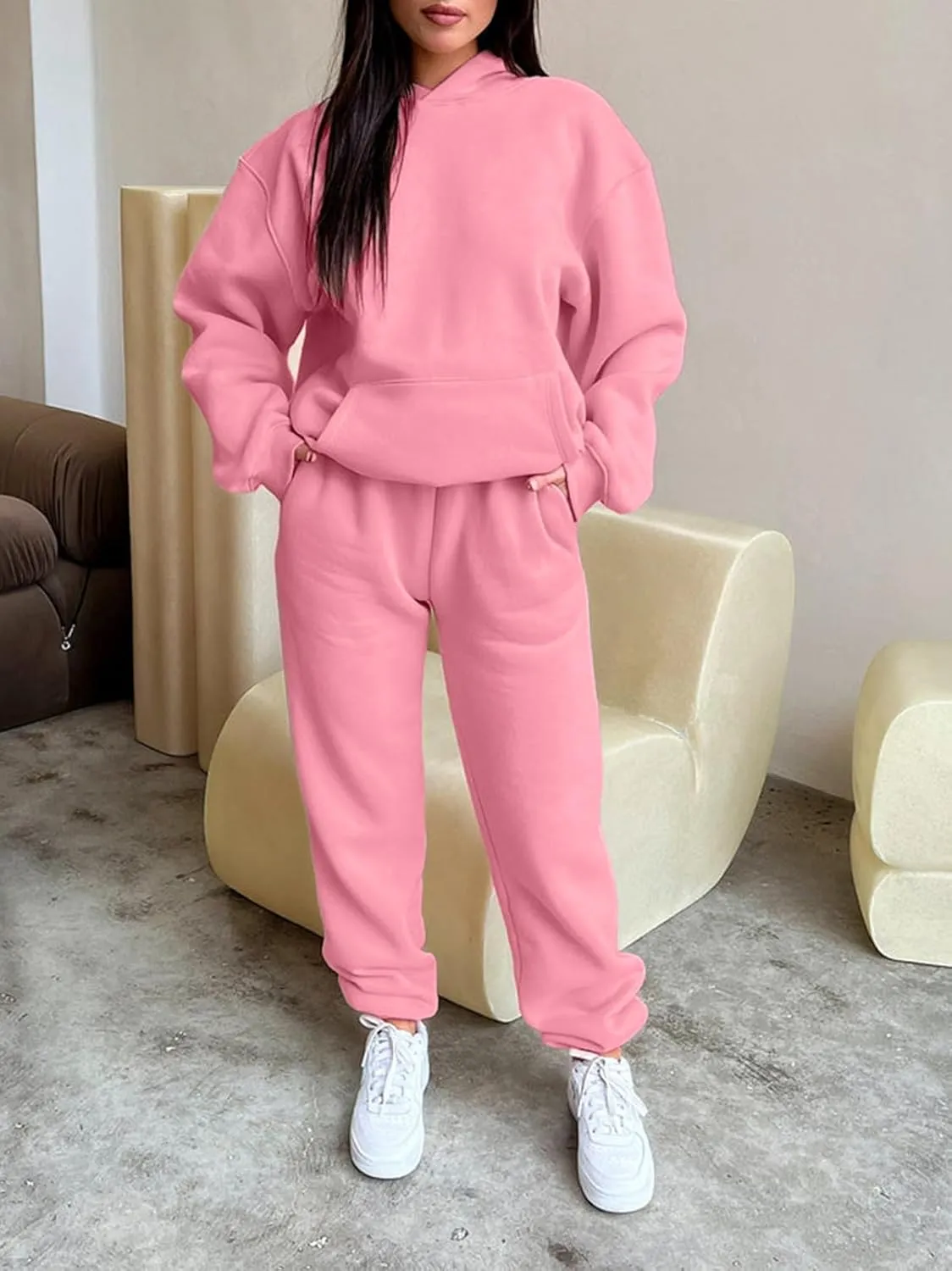 KANSOON Sweatsuits for Women Set 2 Piece Outfits Long Sleeve Hoodie Oversized Sweatshirt Jogger Pants Casual Tracksuit Sets