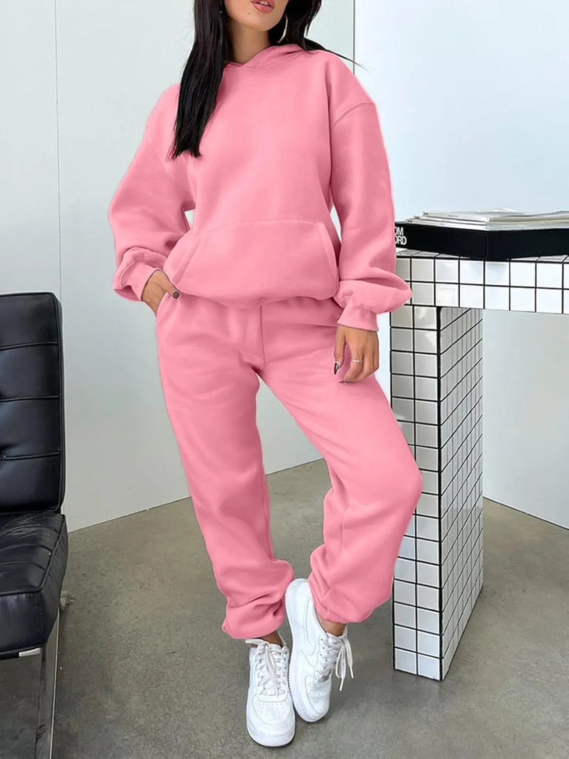 KANSOON Sweatsuits for Women Set 2 Piece Outfits Long Sleeve Hoodie Oversized Sweatshirt Jogger Pants Casual Tracksuit Sets