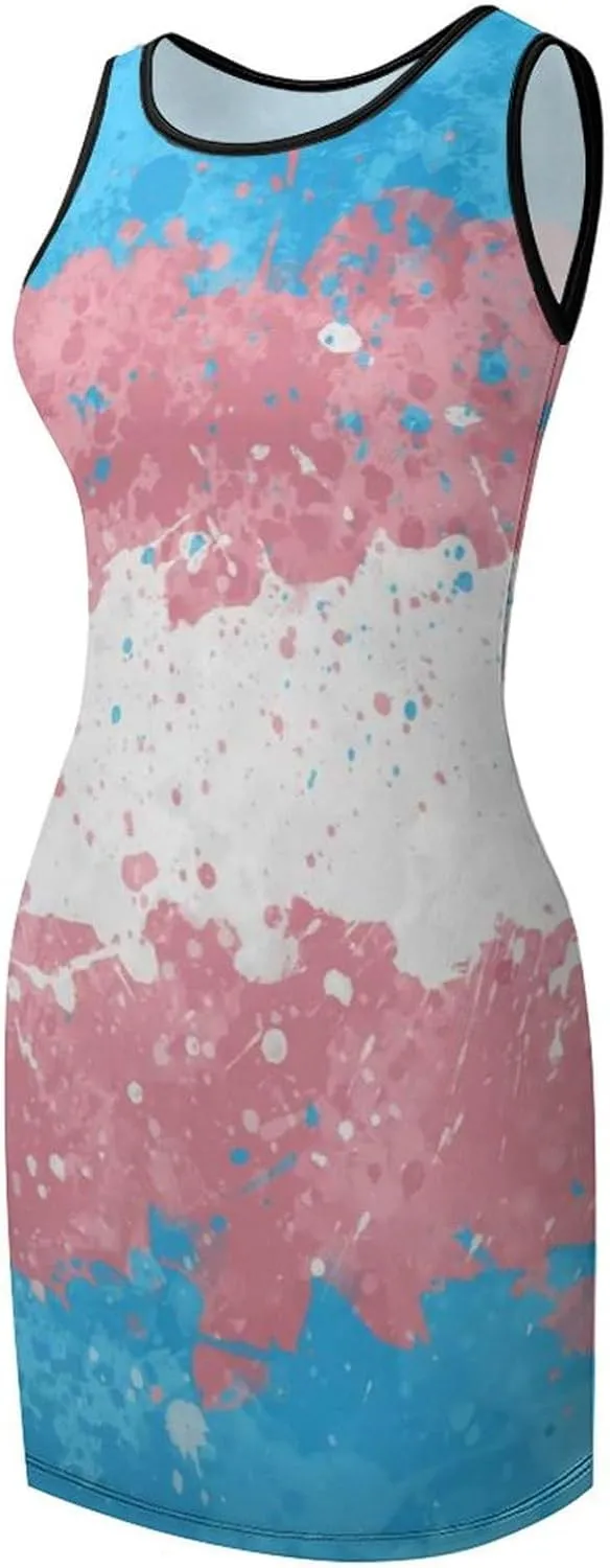 LGBTQ Transgender Pride Summer Dresses for Women 2024 Beach Sundress Women's Sleeveless Dress