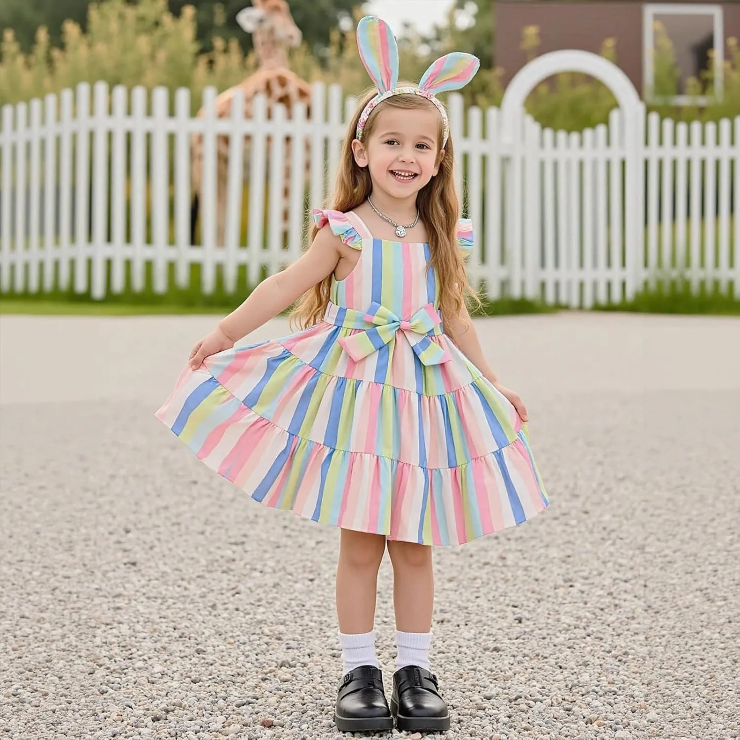 Little Bitty Toddler Summer Girls Dresses Flutter Sleeve Casual Skater Swing Wedding Guest Cocktail Party Sundress 2-7 Years