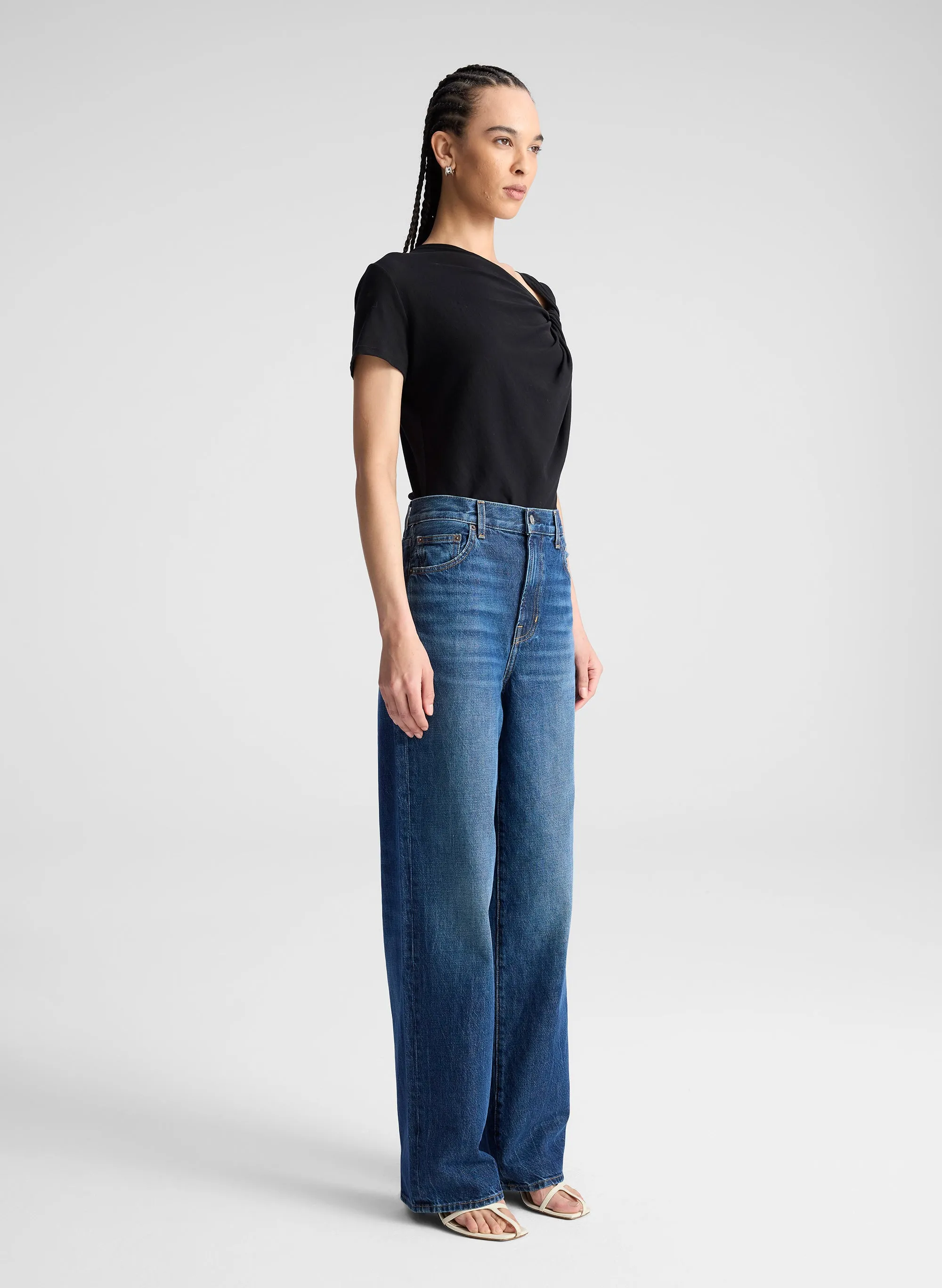 Liz Asymmetric Cotton Crepe Tee