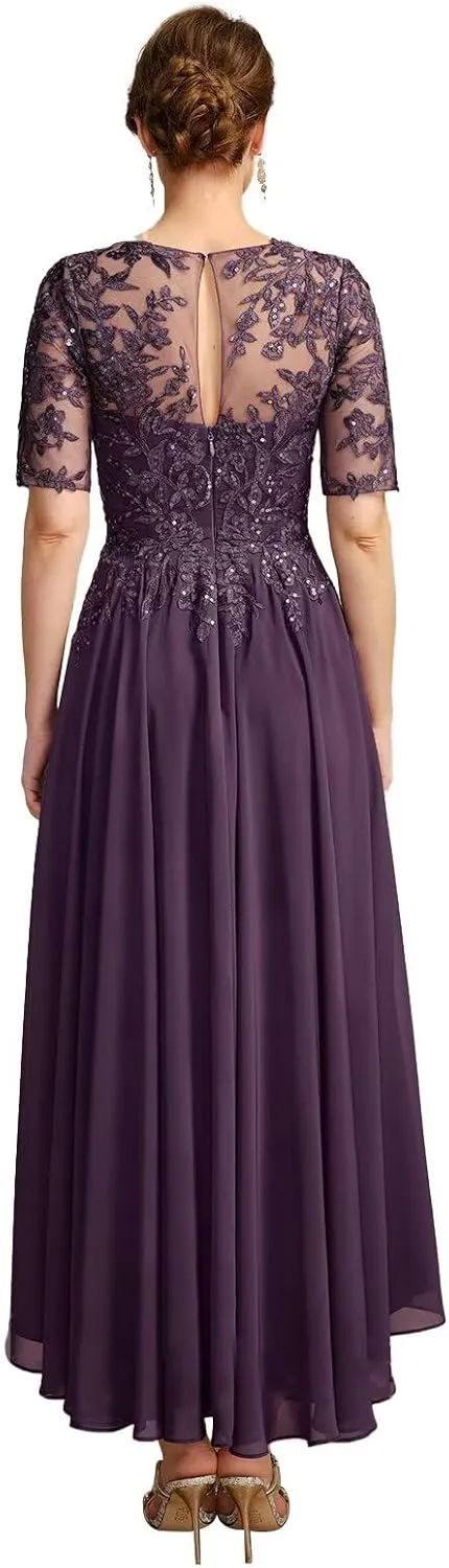 Long Chiffon Mother of The Bride Dresses Tea Length Women Wedding Guest Dressy for Evening Gowns Outfit