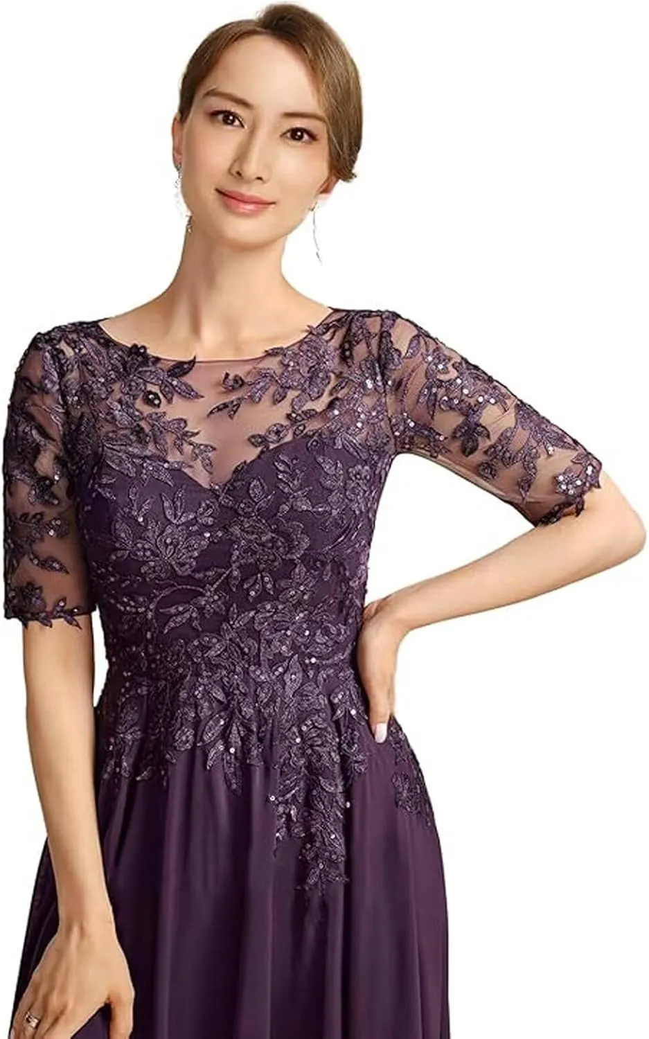 Long Chiffon Mother of The Bride Dresses Tea Length Women Wedding Guest Dressy for Evening Gowns Outfit
