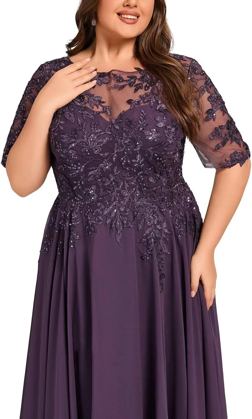 Long Chiffon Mother of The Bride Dresses Tea Length Women Wedding Guest Dressy for Evening Gowns Outfit