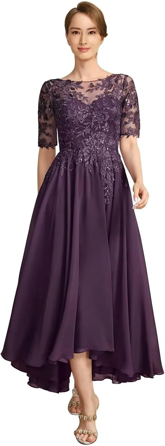 Long Chiffon Mother of The Bride Dresses Tea Length Women Wedding Guest Dressy for Evening Gowns Outfit