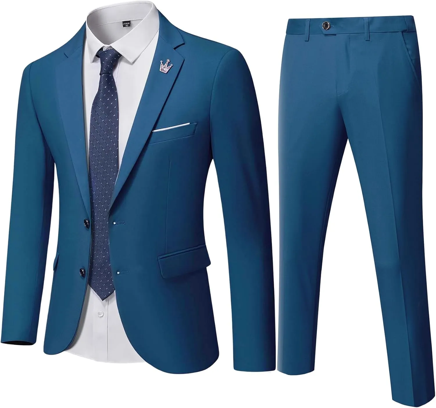 Men's Slim Fit 2 Button 2-Piece Suit Set, Solid Blazer Dress Business Wedding Party Homecoming Jacket Pants