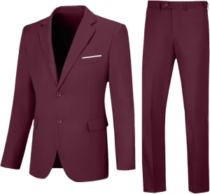 Men's Suit Slim Fit 2 Piece Prom Suits Two Button Jacket Blazer Pants Formal Wedding Dinner Business Tuxedo