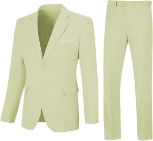 Men's Suit Slim Fit 2 Piece Prom Suits Two Button Jacket Blazer Pants Formal Wedding Dinner Business Tuxedo