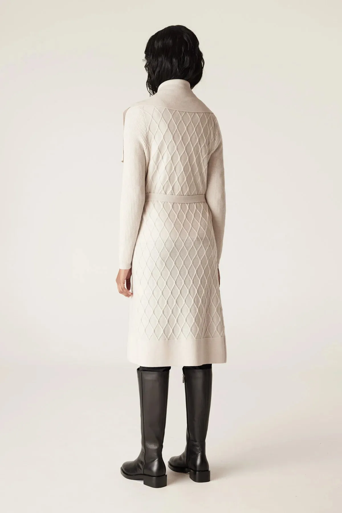 Merino Long Wrap Cardigan | Antique White
