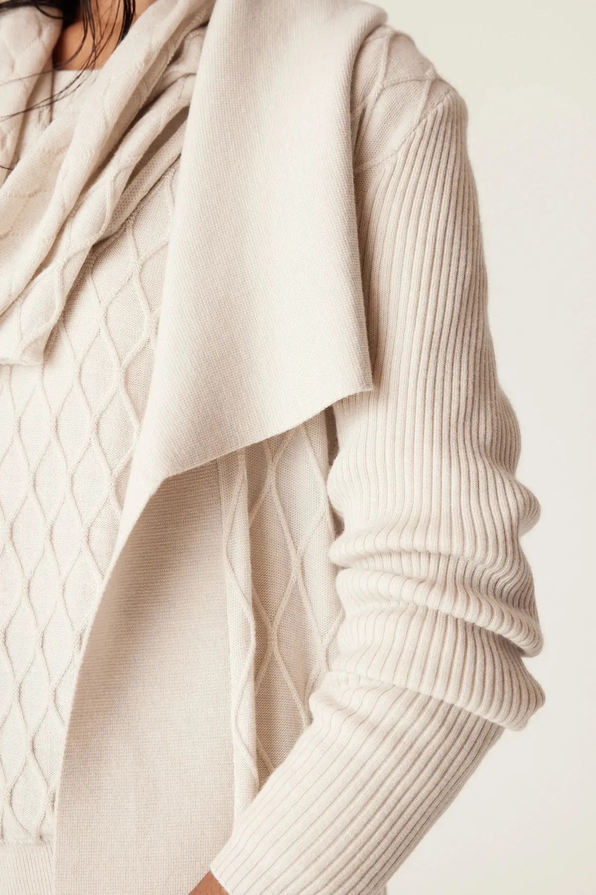 Merino Long Wrap Cardigan | Antique White