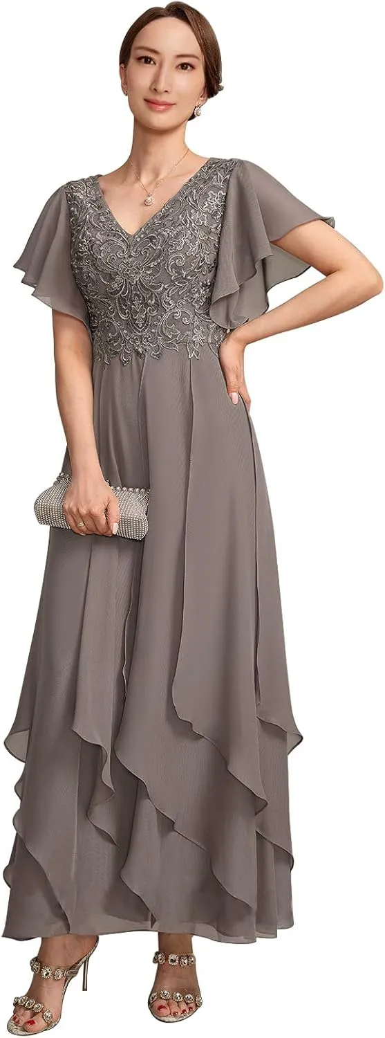 Mother of The Bride Dresses for Wedding Plus Size Women Formal V Neck Evening Gown Dresses 2025