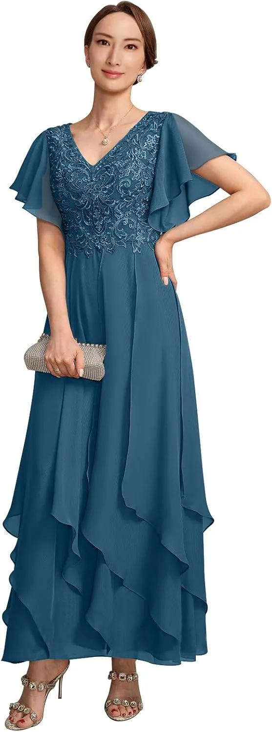 Mother of The Bride Dresses for Wedding Plus Size Women Formal V Neck Evening Gown Dresses 2025