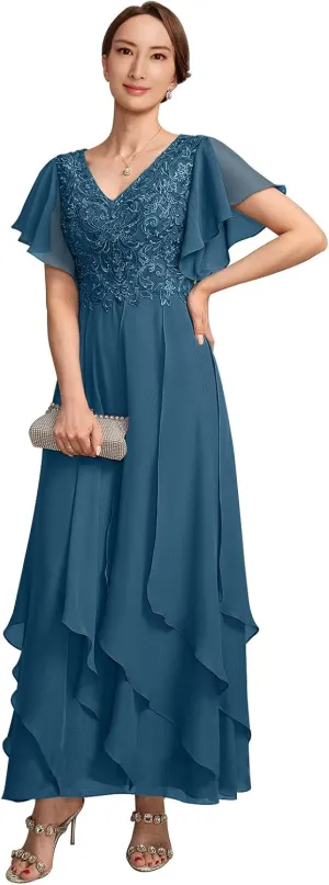 Mother of The Bride Dresses for Wedding Plus Size Women Formal V Neck Evening Gown Dresses 2025