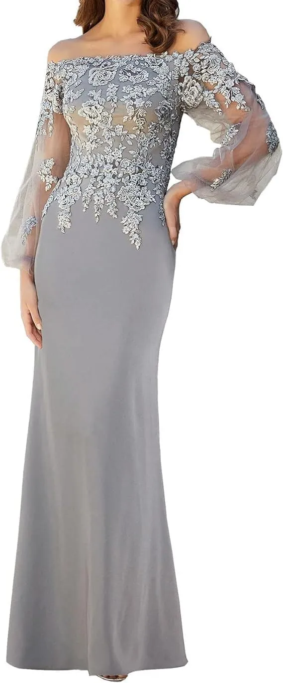 Mother of The Bride Dresses Long Sleeves Prom Dresses 2025 Lace Applique Formal Dresses for Women ACE03