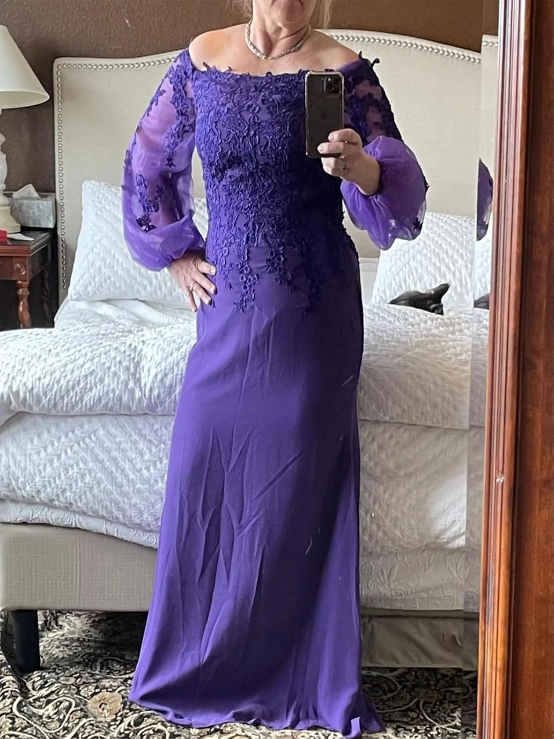 Mother of The Bride Dresses Long Sleeves Prom Dresses 2025 Lace Applique Formal Dresses for Women ACE03