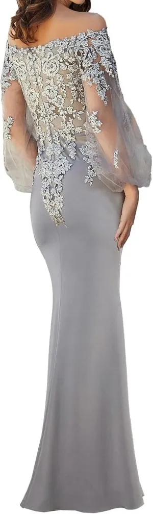 Mother of The Bride Dresses Long Sleeves Prom Dresses 2025 Lace Applique Formal Dresses for Women ACE03