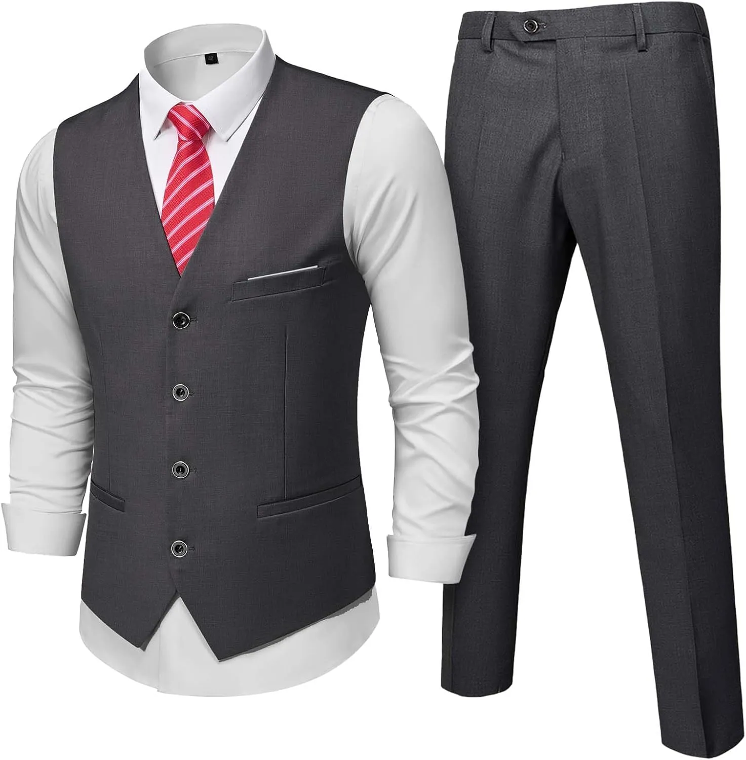 MY'S Men's 2-Piece Suit, Vest Pants Set for Men, Casual Waistcoat with Tie for Prom Wedding Homecoming