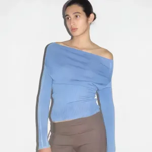 Paloma Wool One-line Neckline Off-the-shoulder Long-sleeved Slim-Fit Sweater
