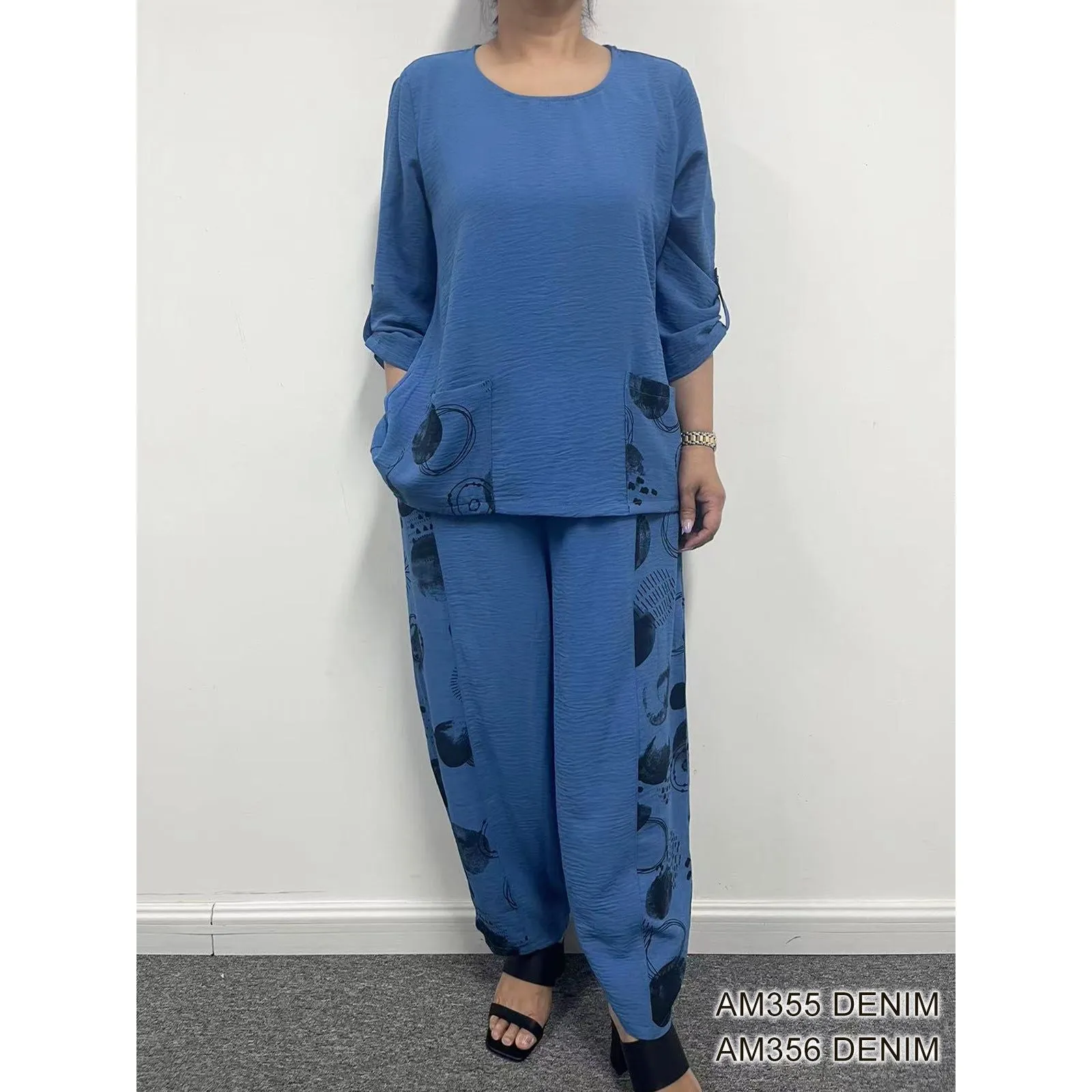 Pant Set - Pants Only - Denim with Pattern