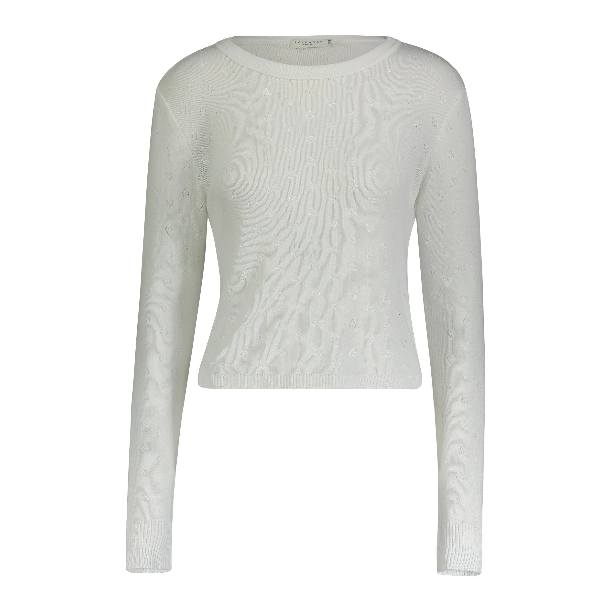 PARKER CROP SLOUCHY Crew CREAM Hearts Pointelle