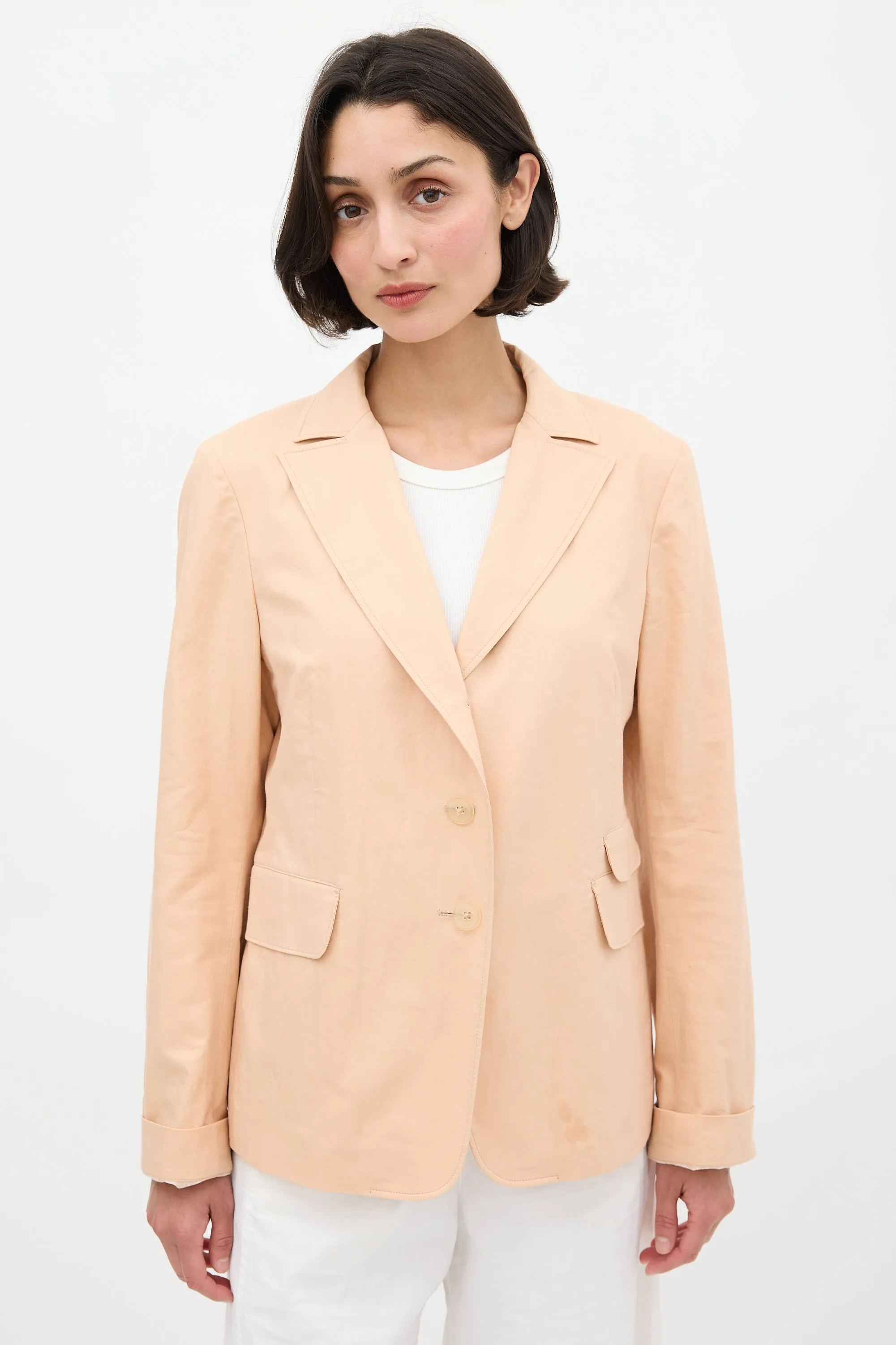 Pink Cotton Three Pocket Blazer