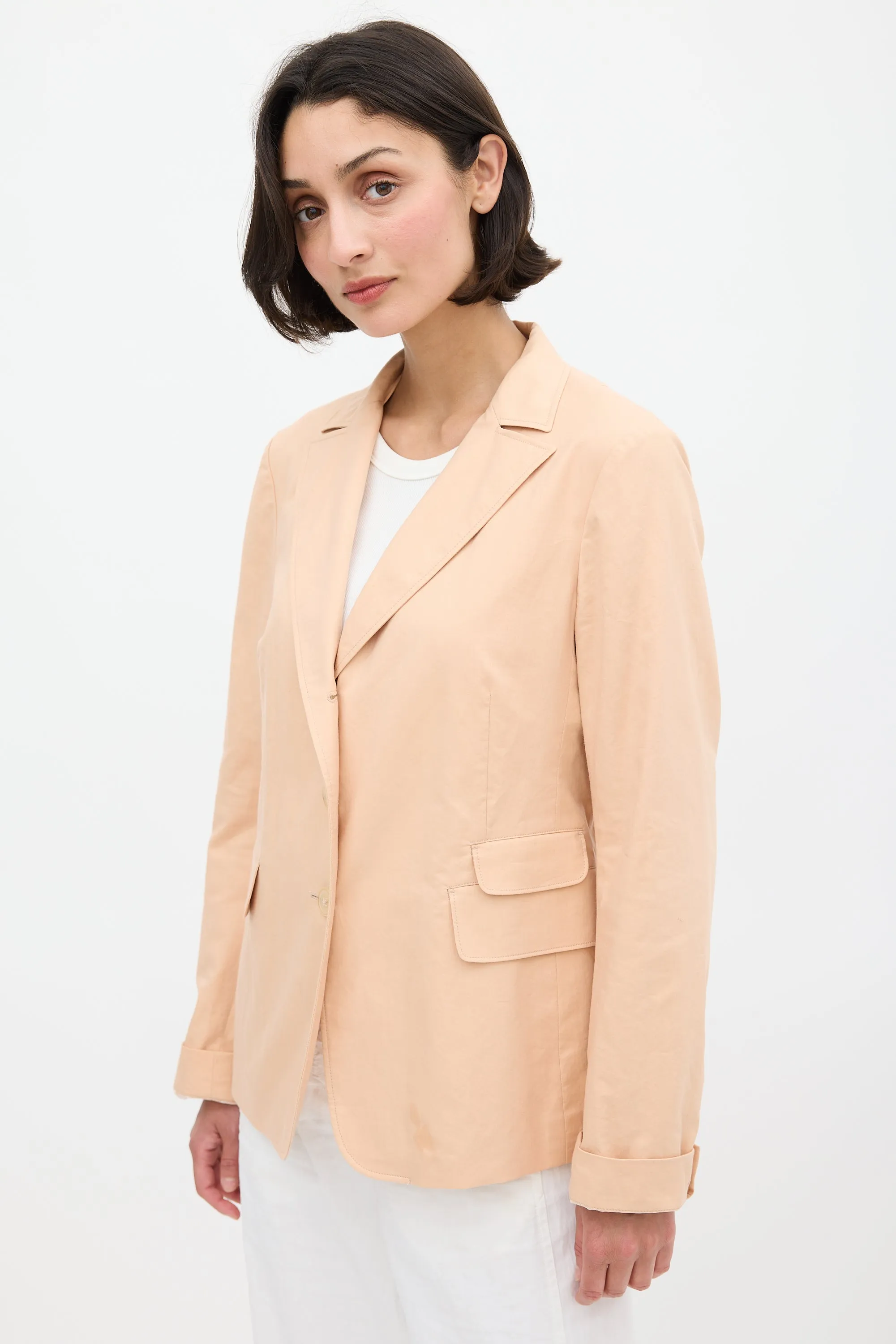 Pink Cotton Three Pocket Blazer
