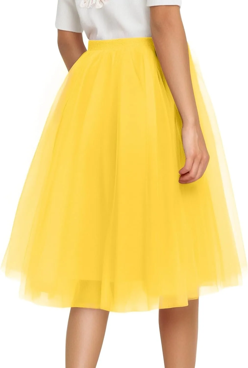 Pleated Dance Skirts for Women Tulle Skirt Knee Length 6-Layered Wedding Party Homecoming Prom Dress