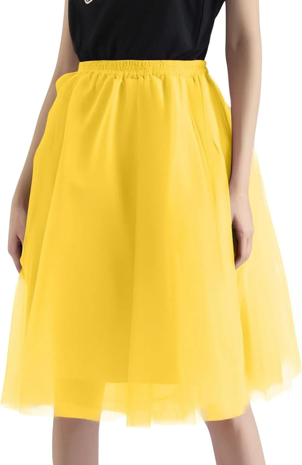 Pleated Dance Skirts for Women Tulle Skirt Knee Length 6-Layered Wedding Party Homecoming Prom Dress