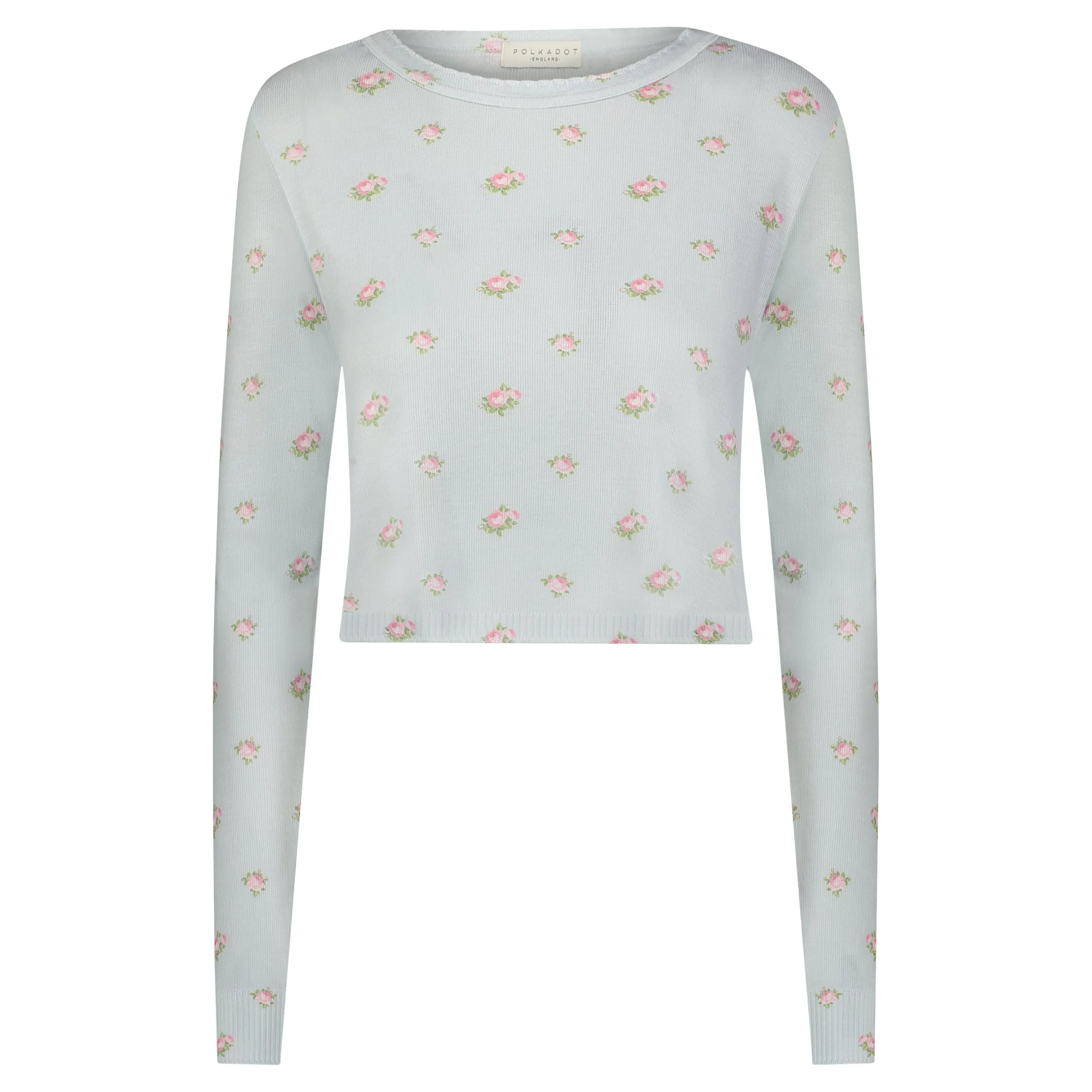 Polkadot BLUE CIEL ROSE Print NELL CROP SLOUCHY -Restocked